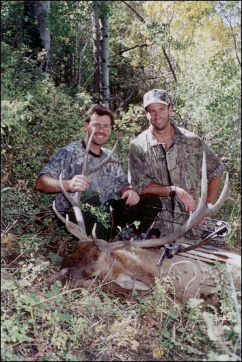 Outfitter/head guide with bow hunter John Arnold and his 6x6 Bull Elk